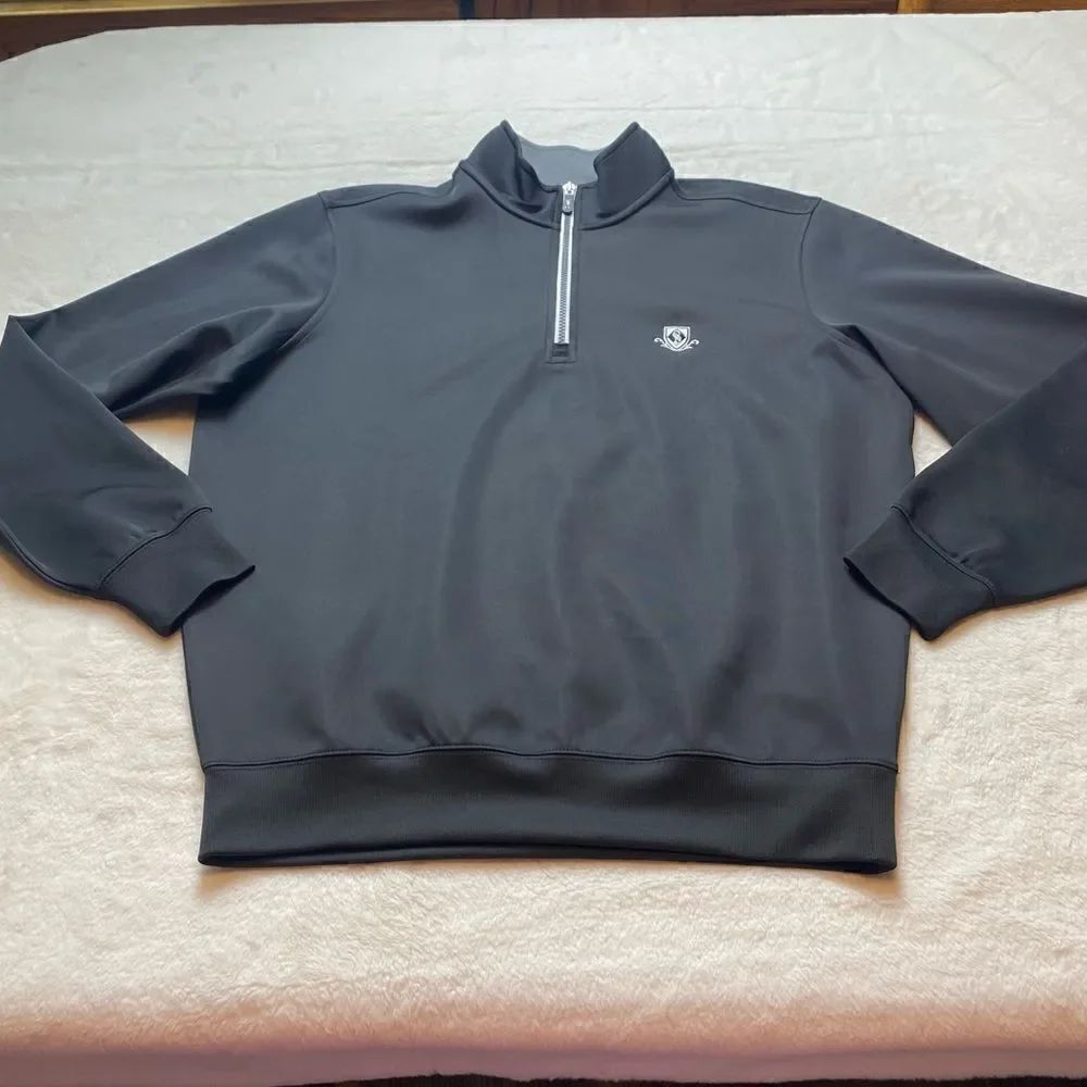 Fairway & Greene F&G Tech Black 1/4 Zip Long Sleeve Pullover Size Medium